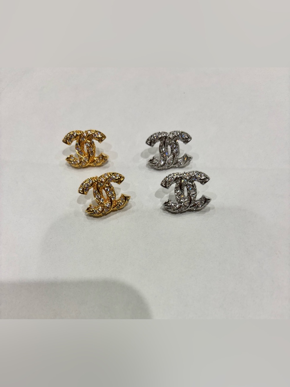 Crystal Stud Earrings - Gold  or Silver